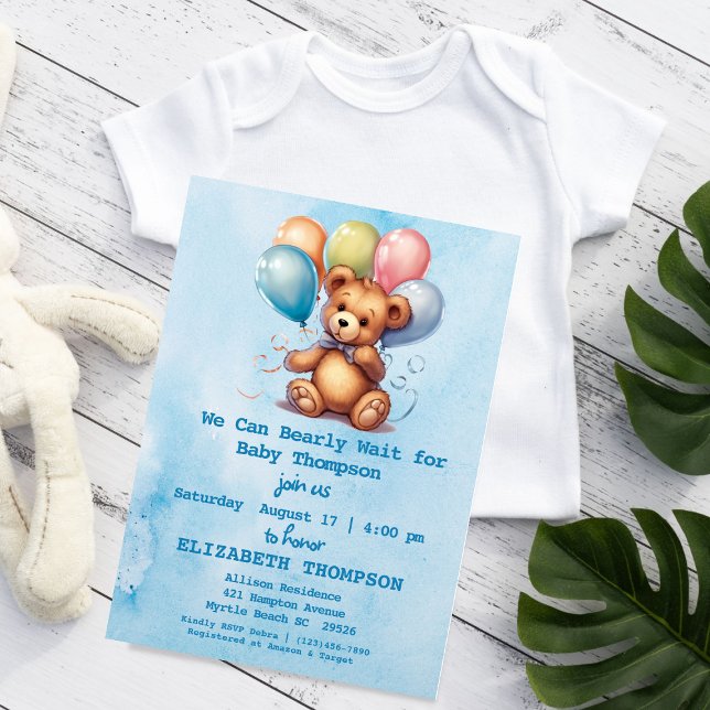 Inbjudan till nalle Boy Shower (Skapare uppladdad)