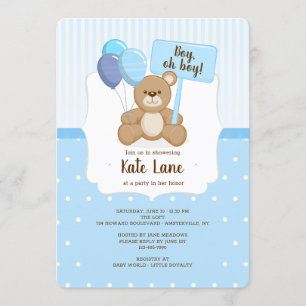 Inbjudan till nalle Boy Shower