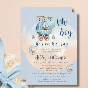 Inbjudan till nalle Celestial Oh Boy Baby Shower