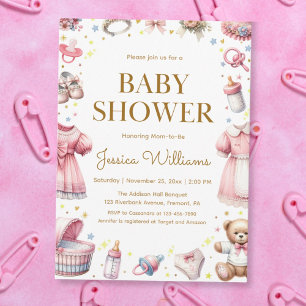 Inbjudan till nalle Flicka Shower
