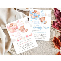 Inbjudan till nalle Girl Baby Shower