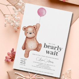 Inbjudan till nalle Girl Baby Shower
