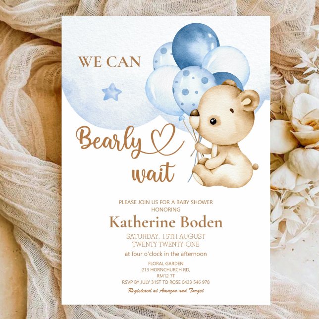 Inbjudan till nalle Pojke Baby Shower (Skapare uppladdad)