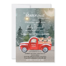 Inbjudan till nalle Red Lastbil Winter Baby Shower