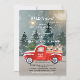 Inbjudan till nalle Red Lastbil Winter Baby Shower
