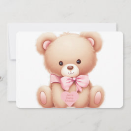 Inbjudan till nalle Rosa Flicka Shower