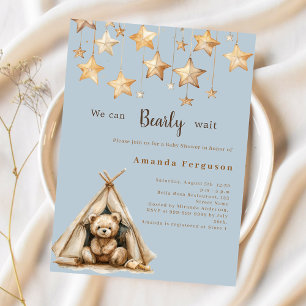 Inbjudan till nalle star Blue Budget Baby Shower