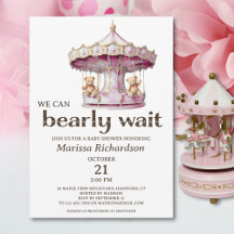 Inbjudan till nalle Twin Girls Baby Shower