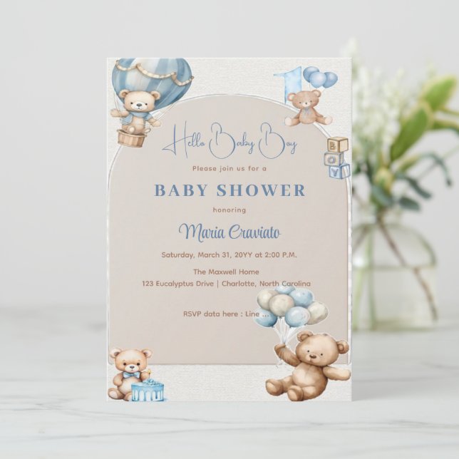 Inbjudan till nallens babybabyskare (Stående Fram)