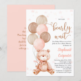 Inbjudan till nallens babydusch-flicka