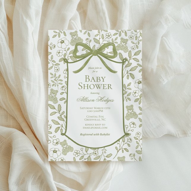 Inbjudan till nallens babyvisningsprogram | Elegan (Skapare uppladdad)