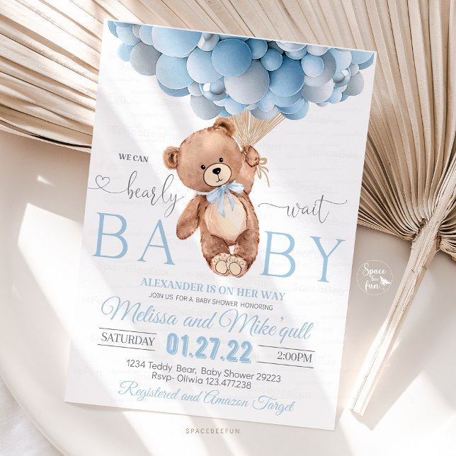 Inbjudan till nallens babyvisningsprogram kan skic (teddy bear baby shower, baby shower invite, teddy bear party, baby shower invitation, bear theme bab)