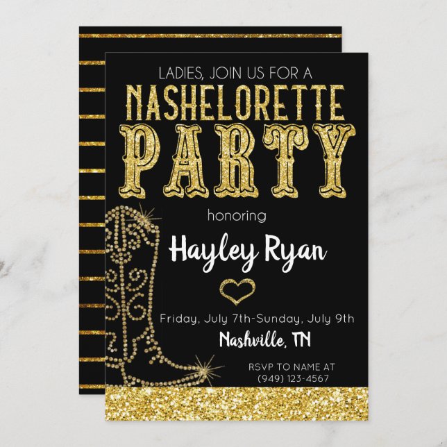 Inbjudan till Nashelorette Bachelorette Nashville (Fram/baksida)
