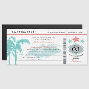 Inbjudan till Nassau Bahamas Bröllop-boardingkort Magnetisk Inbjudningskort