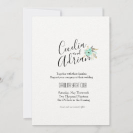 Inbjudan till nätfärgsbröllop i Botanical Teal Wed