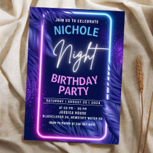 Inbjudan till nattglimt på födelsedagen Party