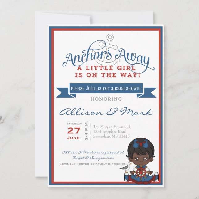 Inbjudan till Nautical African American Baby Showe (Framsida)