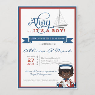 Inbjudan till Nautical African American Baby Showe