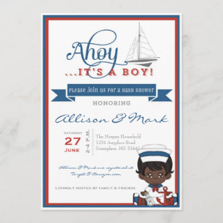 Inbjudan till Nautical African American Baby Showe