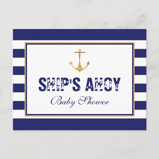 Inbjudan till Nautical Anchor Baby Shower (Framsida)