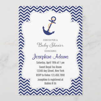 Inbjudan till Nautical Anchor Baby Shower, marinbl