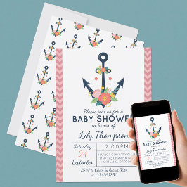 Inbjudan till Nautical Anchor Blommigt Flicka Show