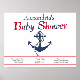 Inbjudan till Nautical Anchor Blue Baby Shower Poster