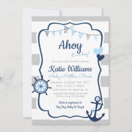 Inbjudan till Nautical Anchor Blue Boy Baby Shower