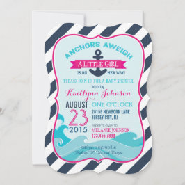 Inbjudan till Nautical Anchor och Rand Baby Shower