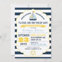 Inbjudan till Nautical Anchor och Rand Baby Shower