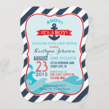 Inbjudan till Nautical Anchor och Rand Baby Shower