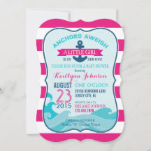 Inbjudan till Nautical Anchor och Rand Baby Shower