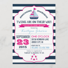 Inbjudan till Nautical Anchor och Rand Baby Shower