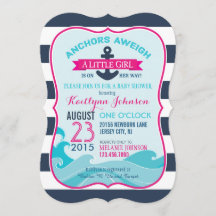 Inbjudan till Nautical Anchor och Rand Baby Shower