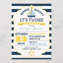 Inbjudan till Nautical Anchor och Rand Baby Shower