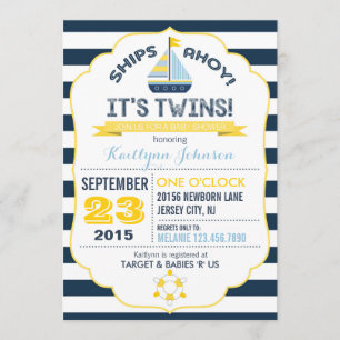 Inbjudan till Nautical Anchor och Rand Baby Shower