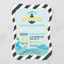 Inbjudan till Nautical Anchor och Rand Baby Shower