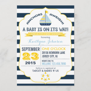 Inbjudan till Nautical Anchor och Rand Baby Shower