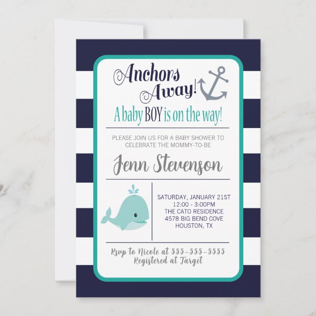 Inbjudan till Nautical Baby Shower (Framsida)