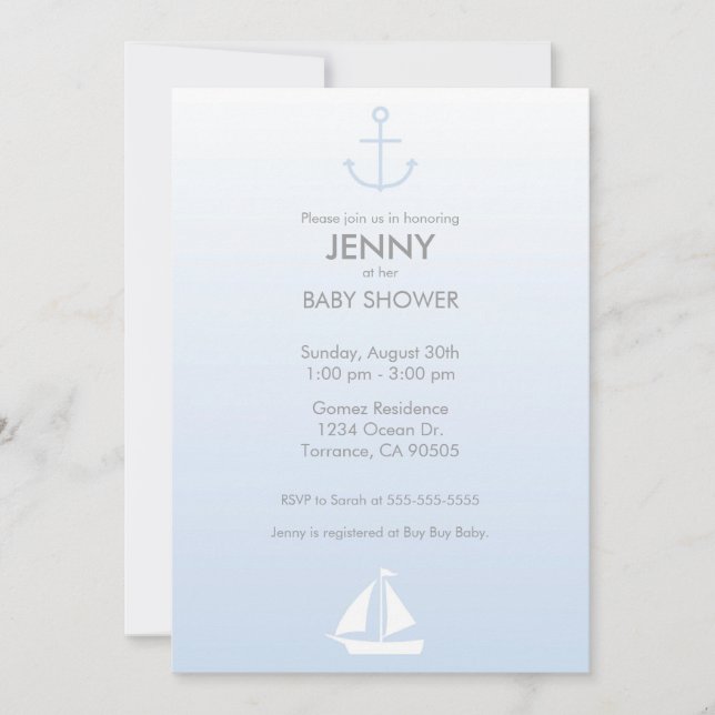 Inbjudan till Nautical Baby Shower (Framsida)