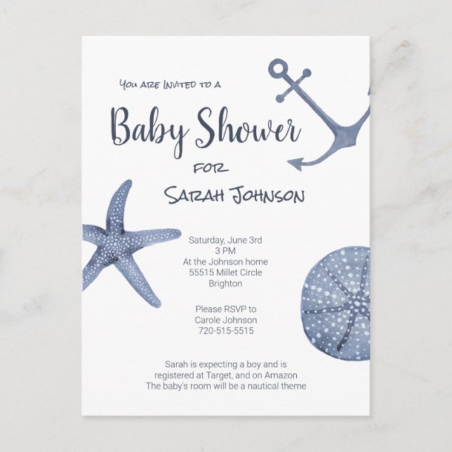 Inbjudan till Nautical Baby Shower (Framsida)