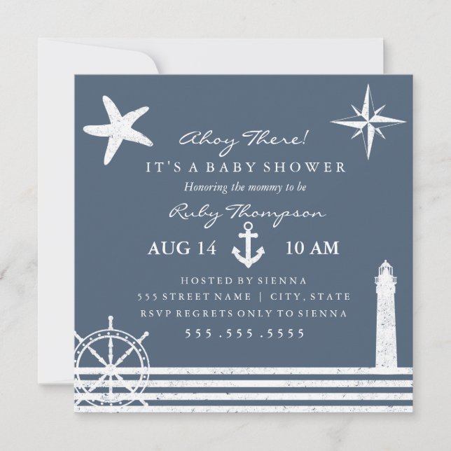 Inbjudan till Nautical Baby Shower (Framsida)