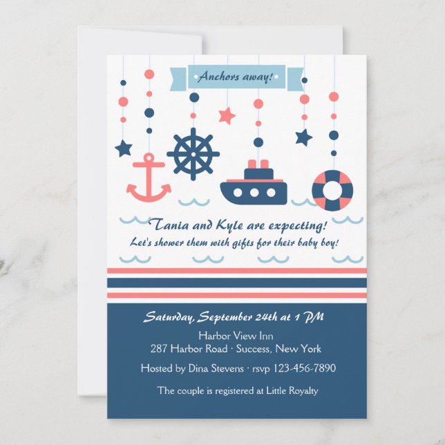 Inbjudan till Nautical Baby Shower (Framsida)