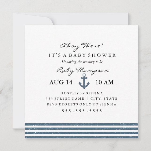 Inbjudan till Nautical Baby Shower (Framsida)