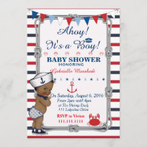 Inbjudan till Nautical Baby Shower, Babyskåda