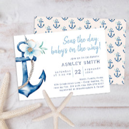 Inbjudan till Nautical Baby Shower | Blå vattenfär