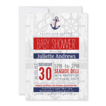 Inbjudan till Nautical Baby Shower, Boy Blue Red A
