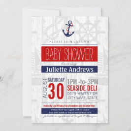 Inbjudan till Nautical Baby Shower, Boy Blue Red A