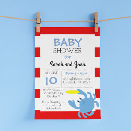 Inbjudan till Nautical Baby Shower för blå crawlni