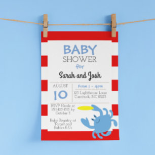 Inbjudan till Nautical Baby Shower för blå crawlni